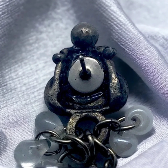 Vintage Silver Briolette Bead Beaded Dangle Earrings - Picture 6 of 9